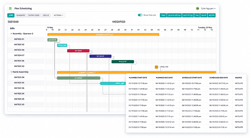 Production Scheduling screenshot — view 3